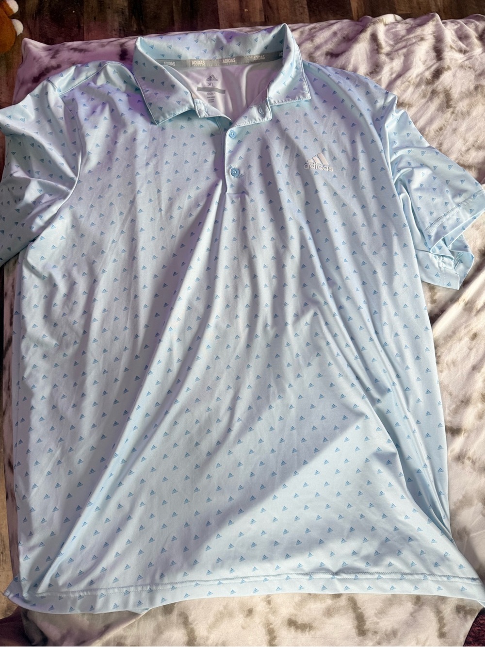 adidas Light Blue Men's Polo with Small Triangle Print